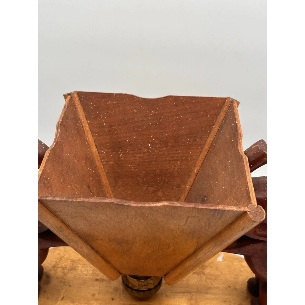 Vintage‎ Handmade Wooden Elephant Planter Lamp
